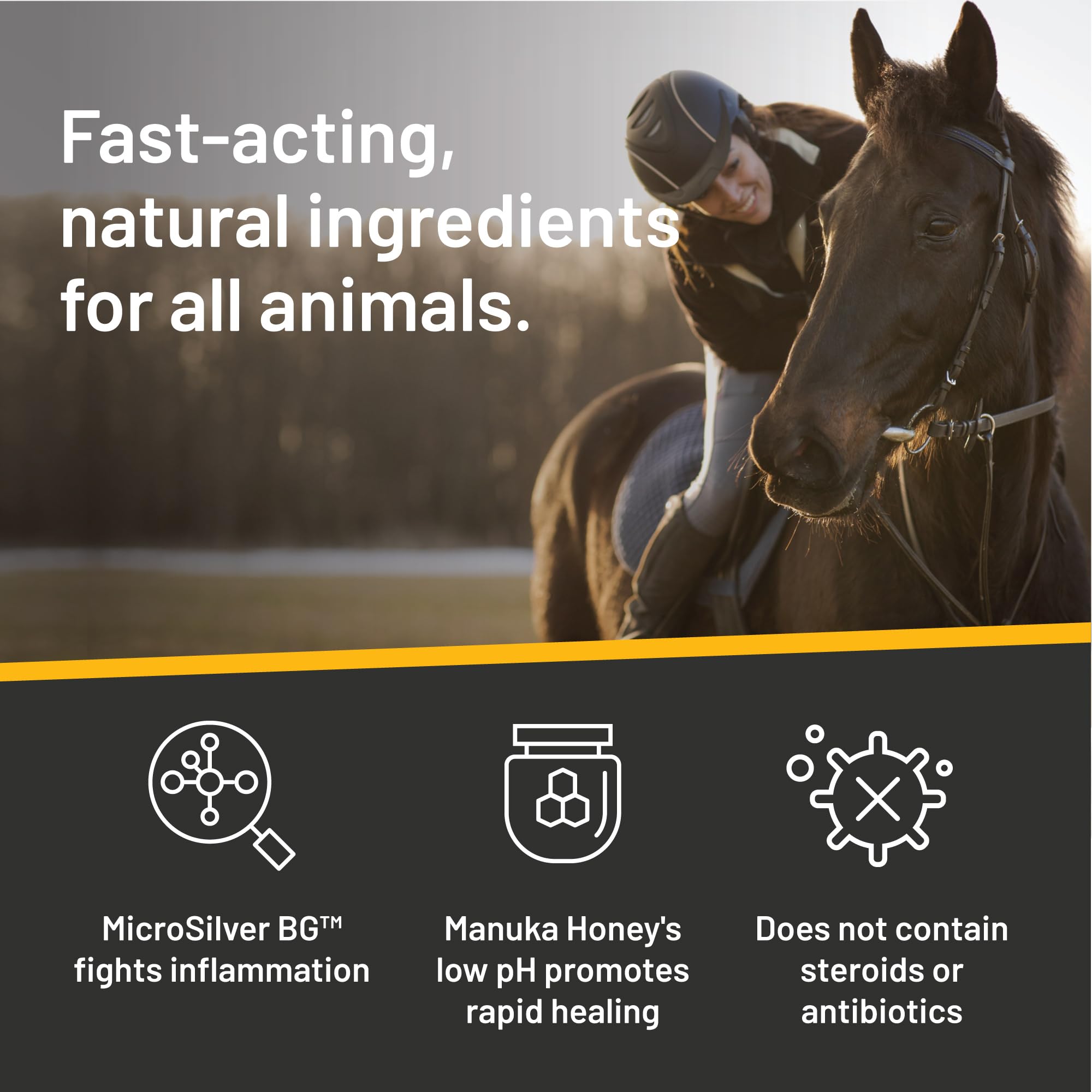 Silver Honey pH balanced antibiotic-free formula supports skin microbiome balance.