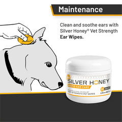 Silver Honey wipe on fingertip for gentle outer-ear cleaning.
