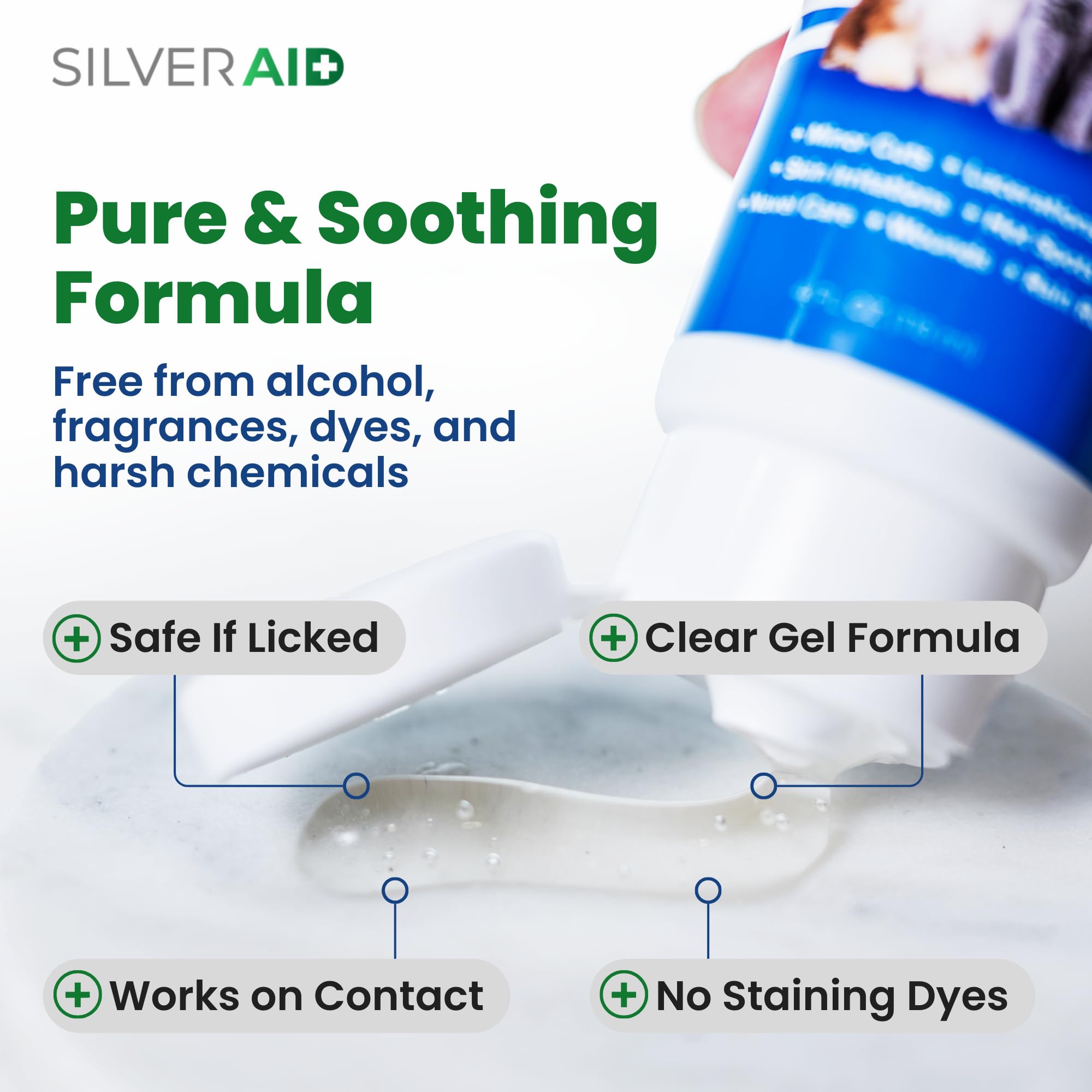 SilverAid soothing, scent-free formula keeps dogs comfortable during treatment