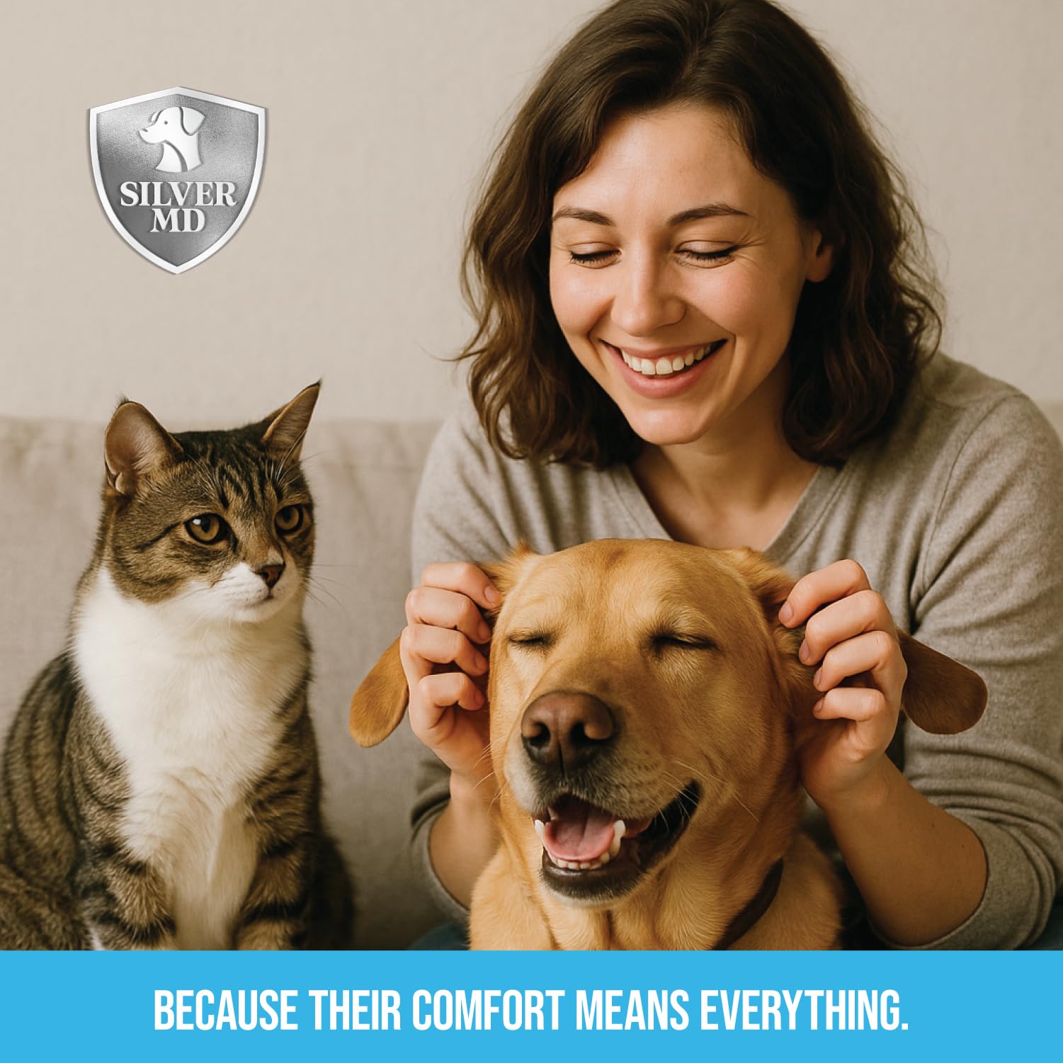 SilverMD Pet ear wash promotes healthier ears for dogs and cats.