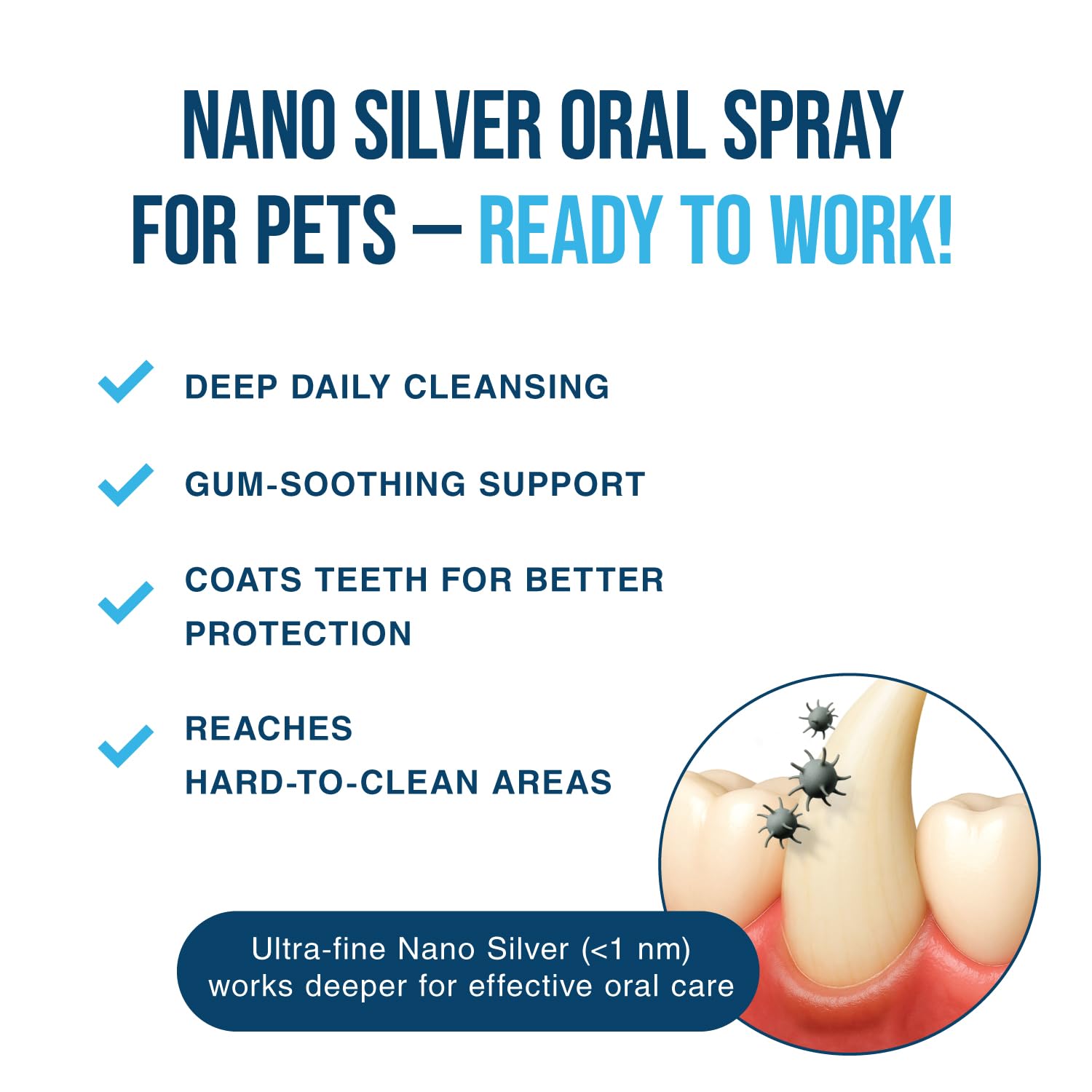 SilverMD spray on teeth helps maintain daily oral care in pets.
