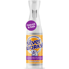 SilverWorks! Pet Odor Eliminator spray bottle neutralizes odors in your home.