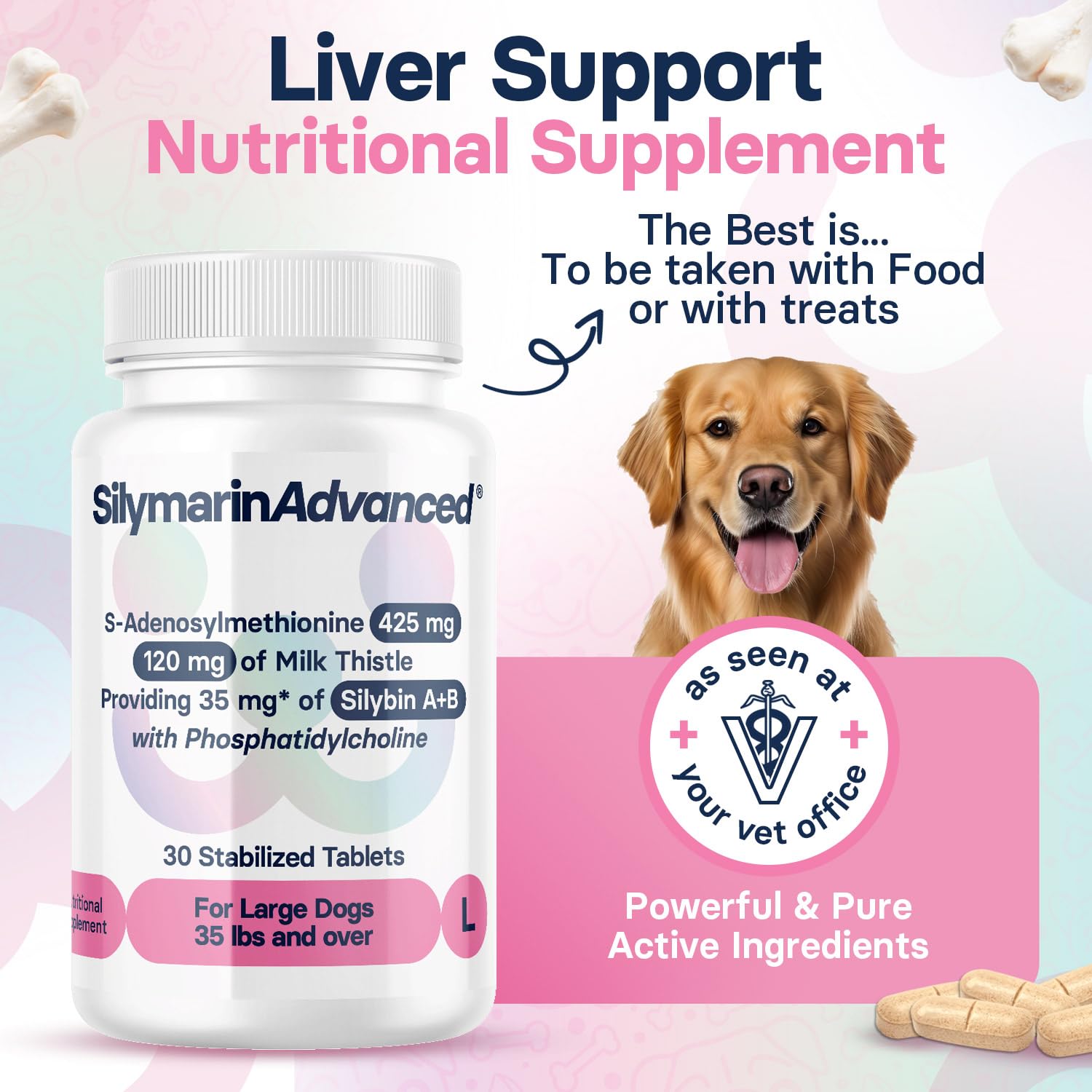 SilymarinAdvanced dog liver detox bottle ready for easy daily dosing.