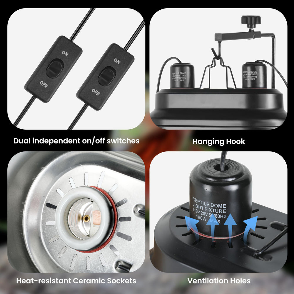 Simple Deluxe 160W ceramic heat lamp dome provides reliable warmth in enclosures.
