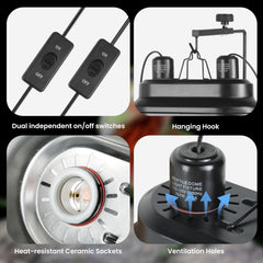 Simple Deluxe 160W ceramic heat lamp dome provides reliable warmth in enclosures.
