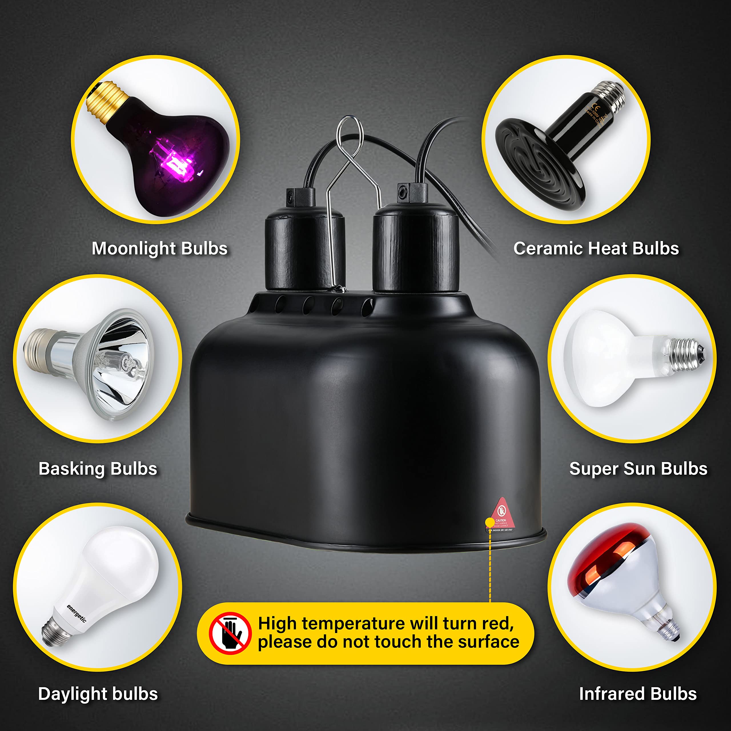 Simple Deluxe aluminum reflector dome enhances brightness and UV output.