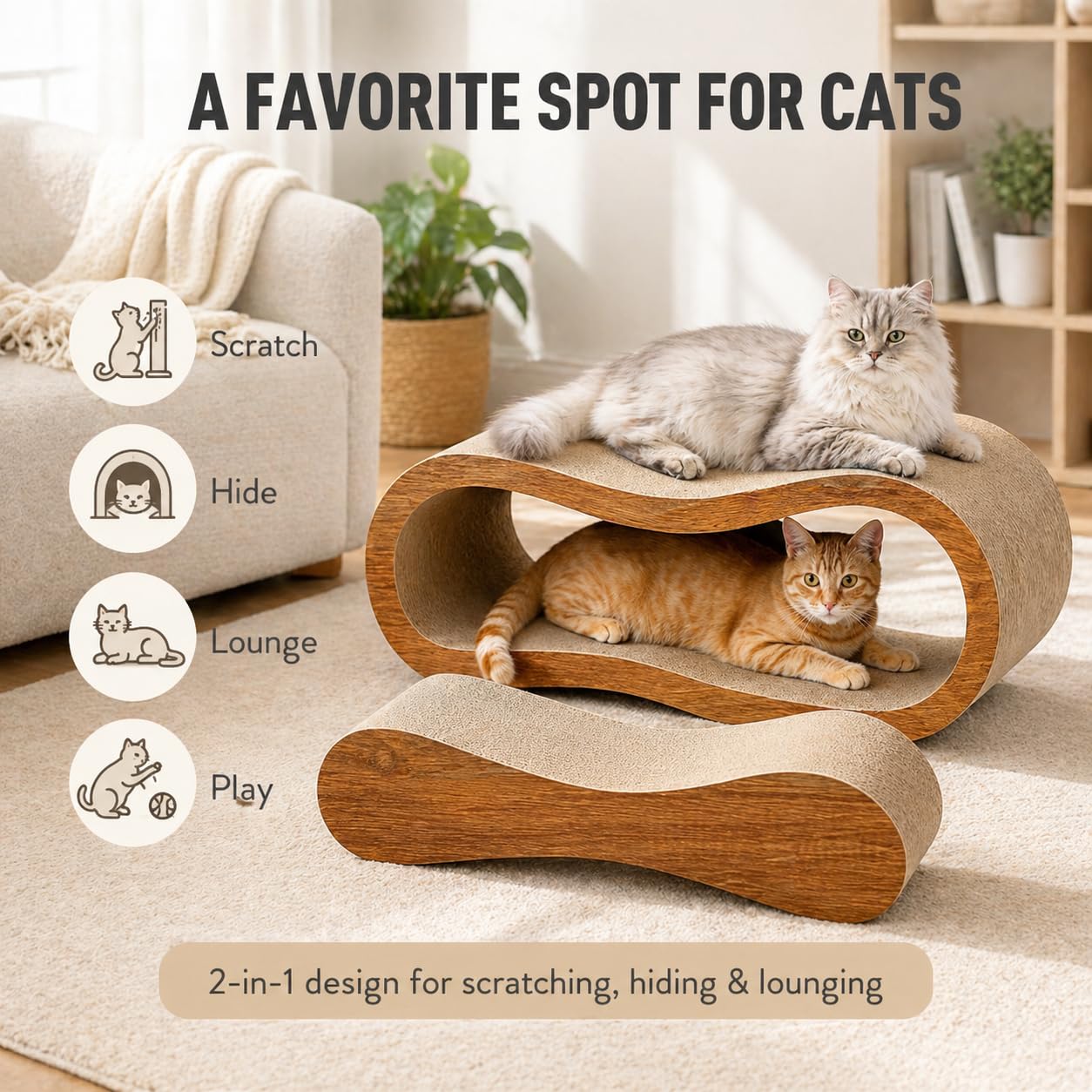 Simple Deluxe hideout cutout provides a cozy, cat-friendly nook.