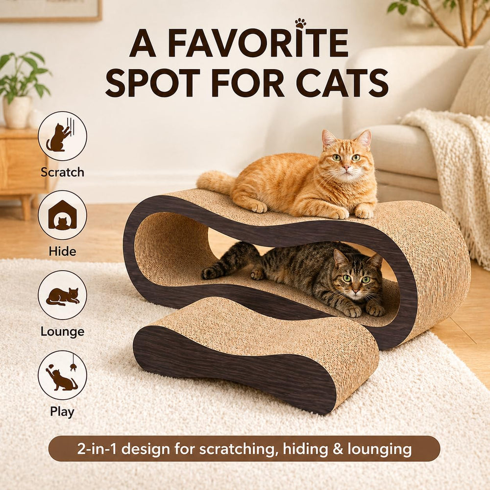 Simple Deluxe curved scratcher design encourages natural scratching motion.