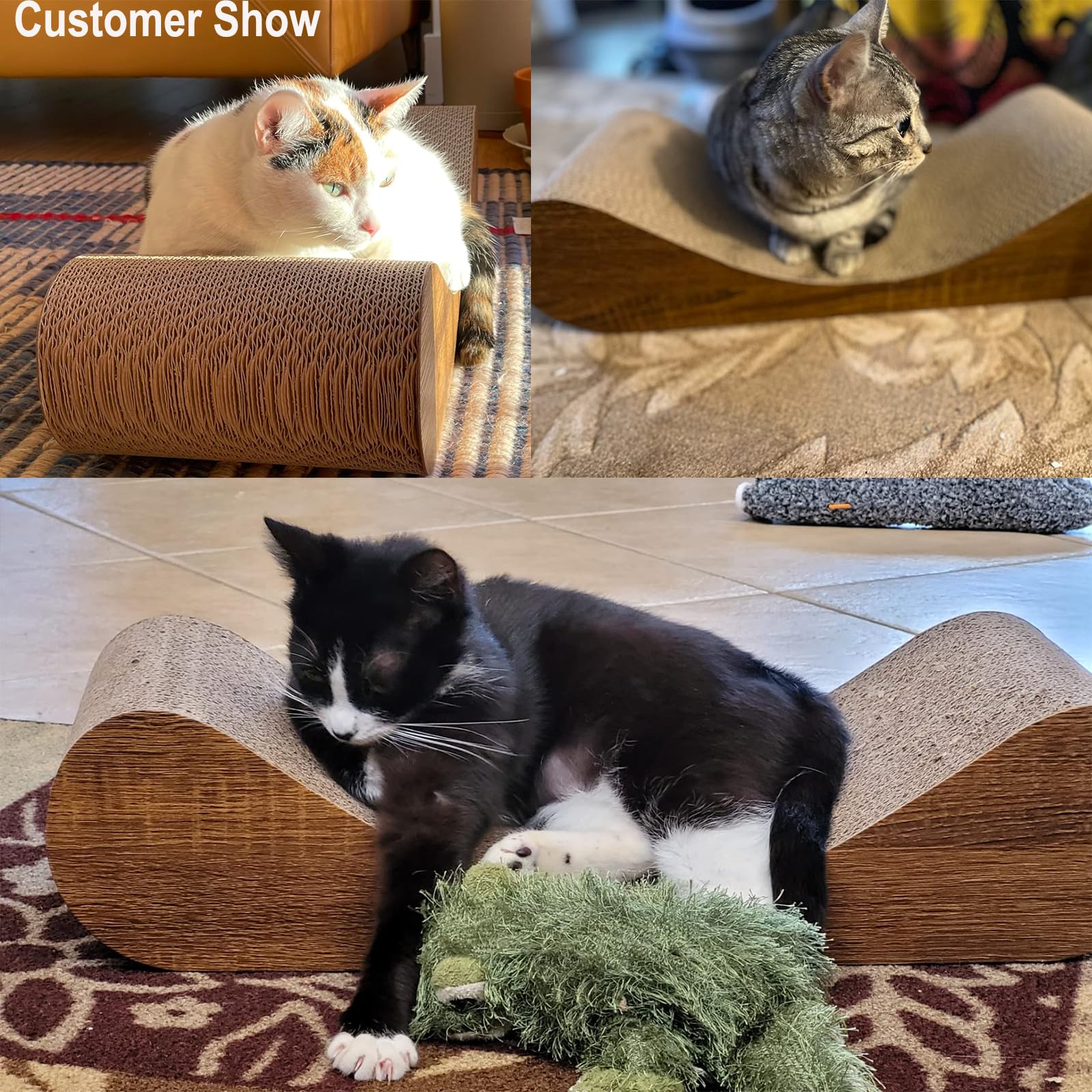 Simple Deluxe durable cardboard scratcher withstands daily scratching and biting.