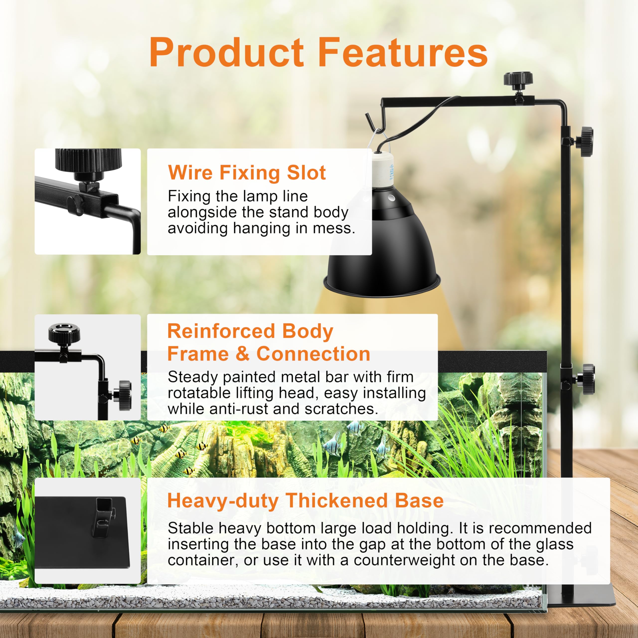 Simple Deluxe floor lamp holder for terrarium wires neatly managed.