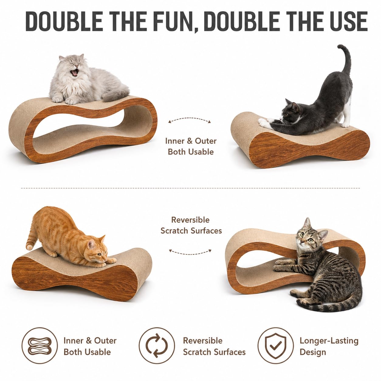 Simple Deluxe lounge shaped cardboard scratchpad doubles as a cozy resting spot
