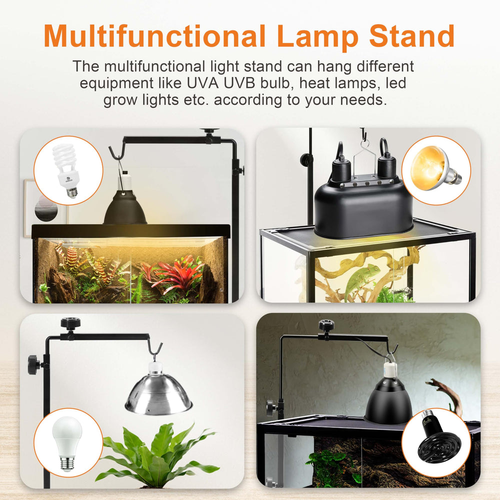 Simple Deluxe reptile lamp stand highlighting durable metal construction