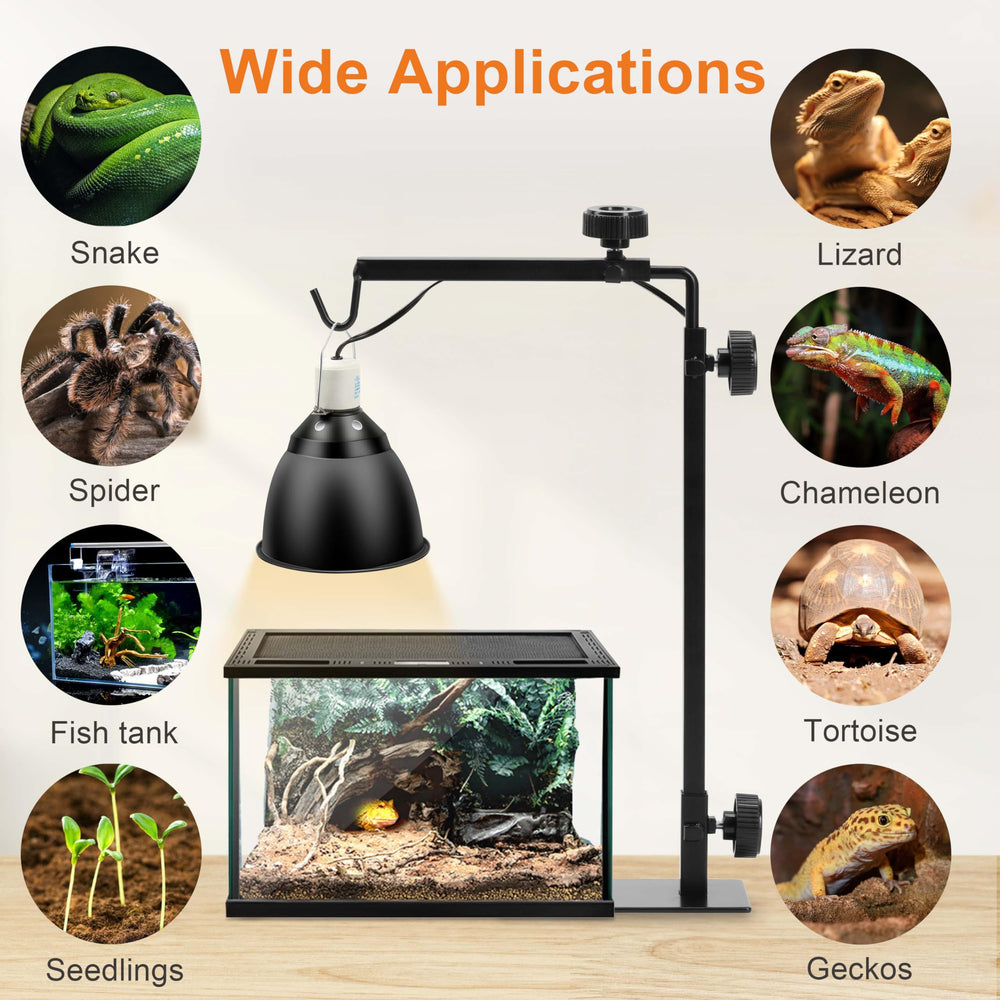 Simple Deluxe reptile lamp stand base with integrated wire management