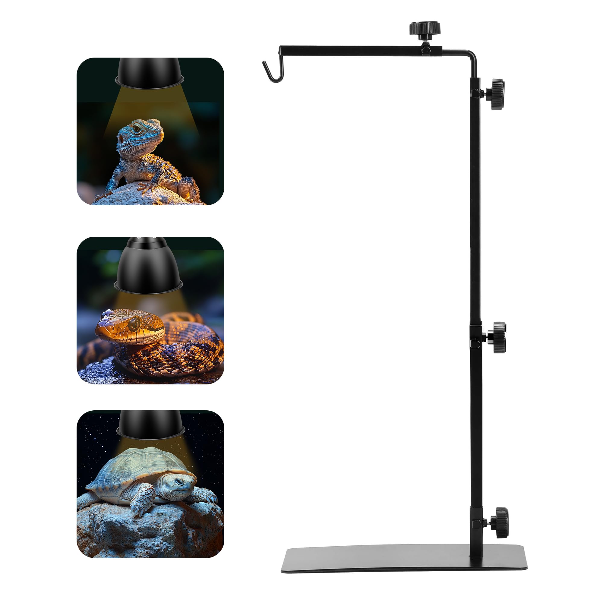 Simple Deluxe reptile light stand with adjustable height for terrarium lamps.