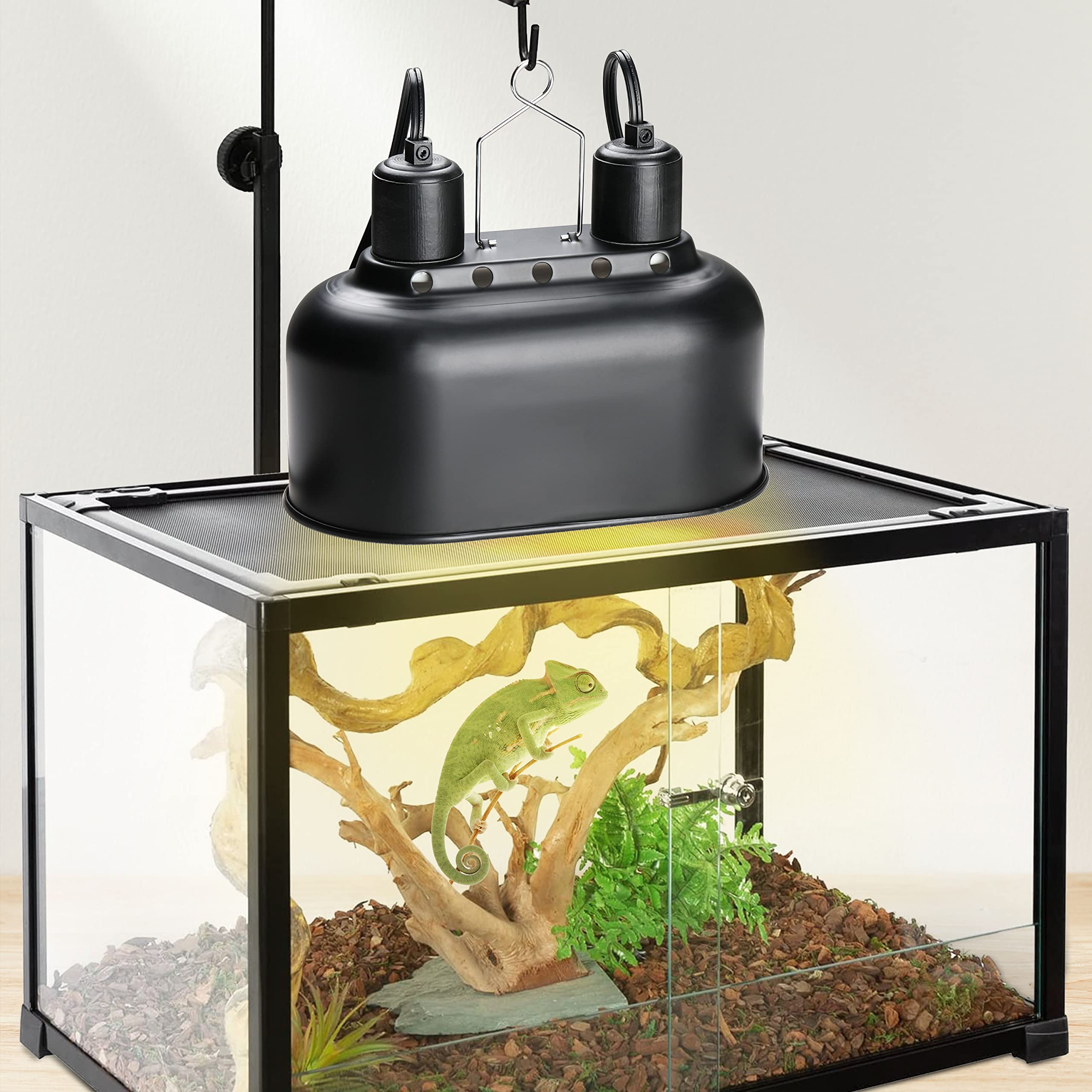 Simple Deluxe terrarium turtle tank lighting setup ideal for habitats.