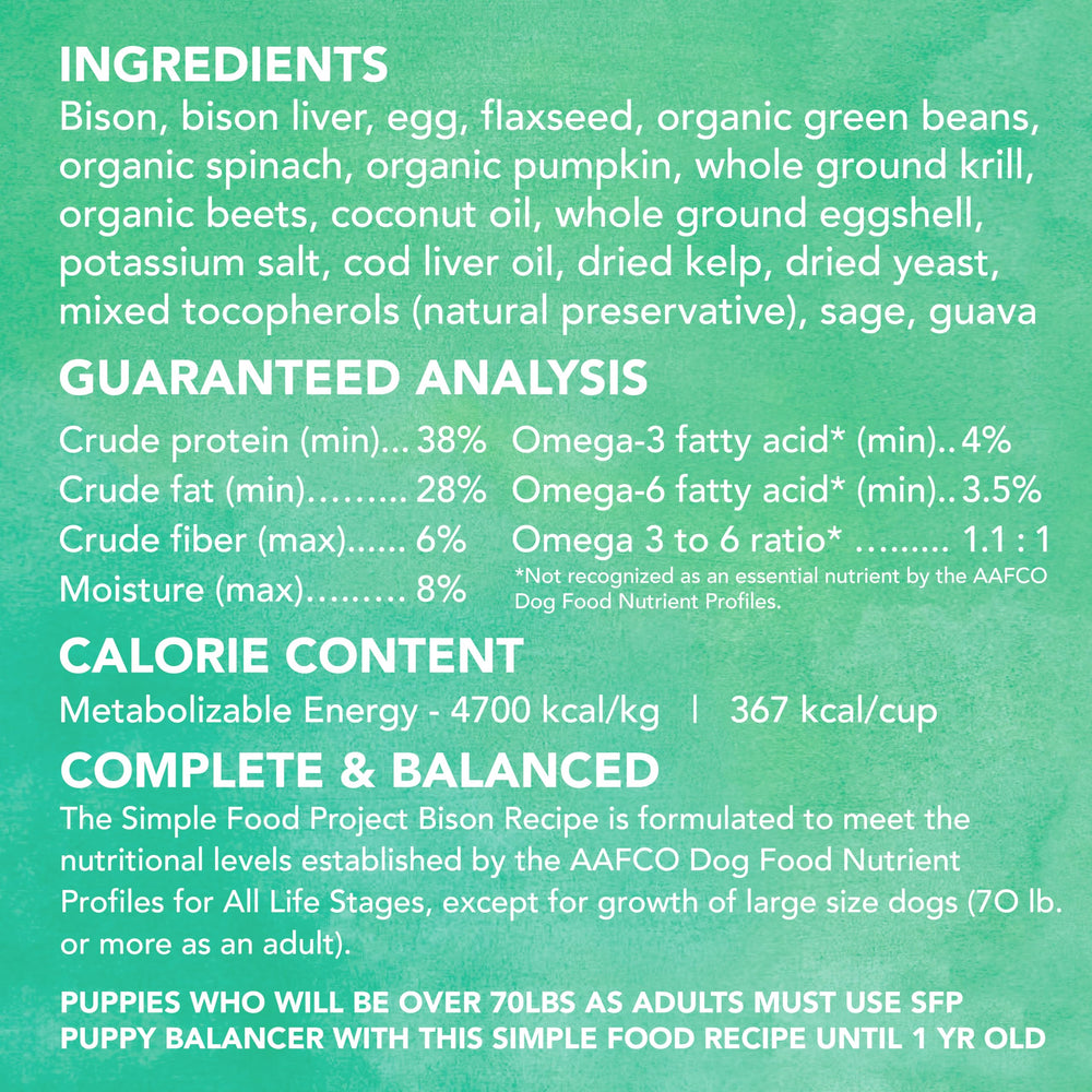 Simple Food Project bison recipe packaging emphasizes small-batch Wisconsin production.