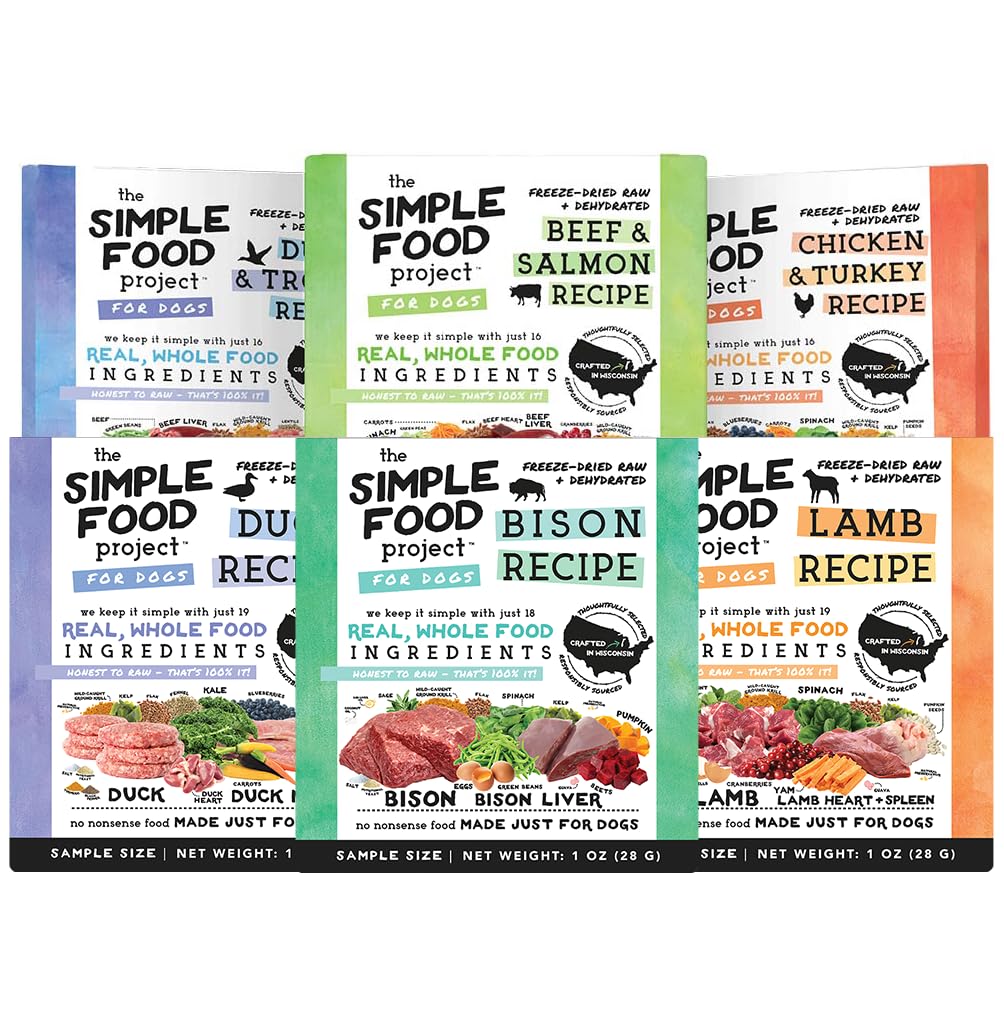 Simple Food Project freeze-dried dog food bison flavor 1oz sample for balanced carnivore meals.