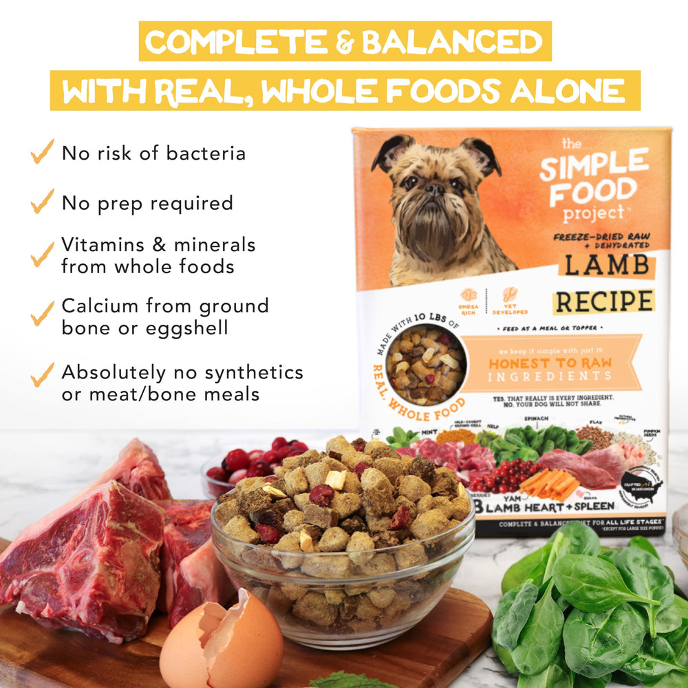 Serving bowl with Simple Food Project Lamb Recipe ready to top or mix.