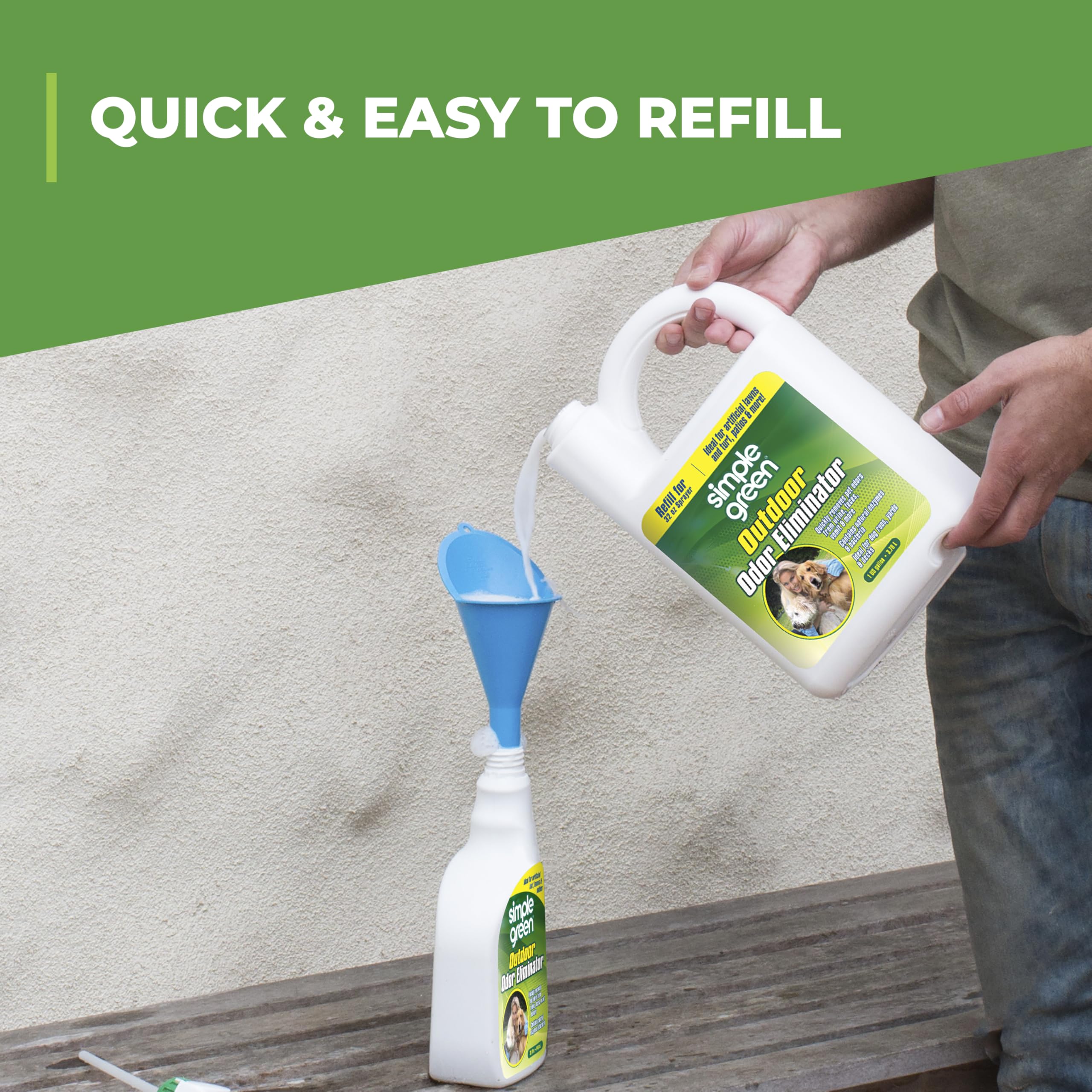 Simple Green Outdoor Odor Eliminator used on patio surfaces around landscaping