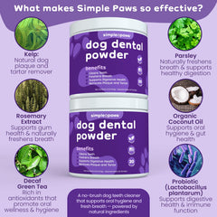 Simple Paws ingredients label shows natural probiotics for care
