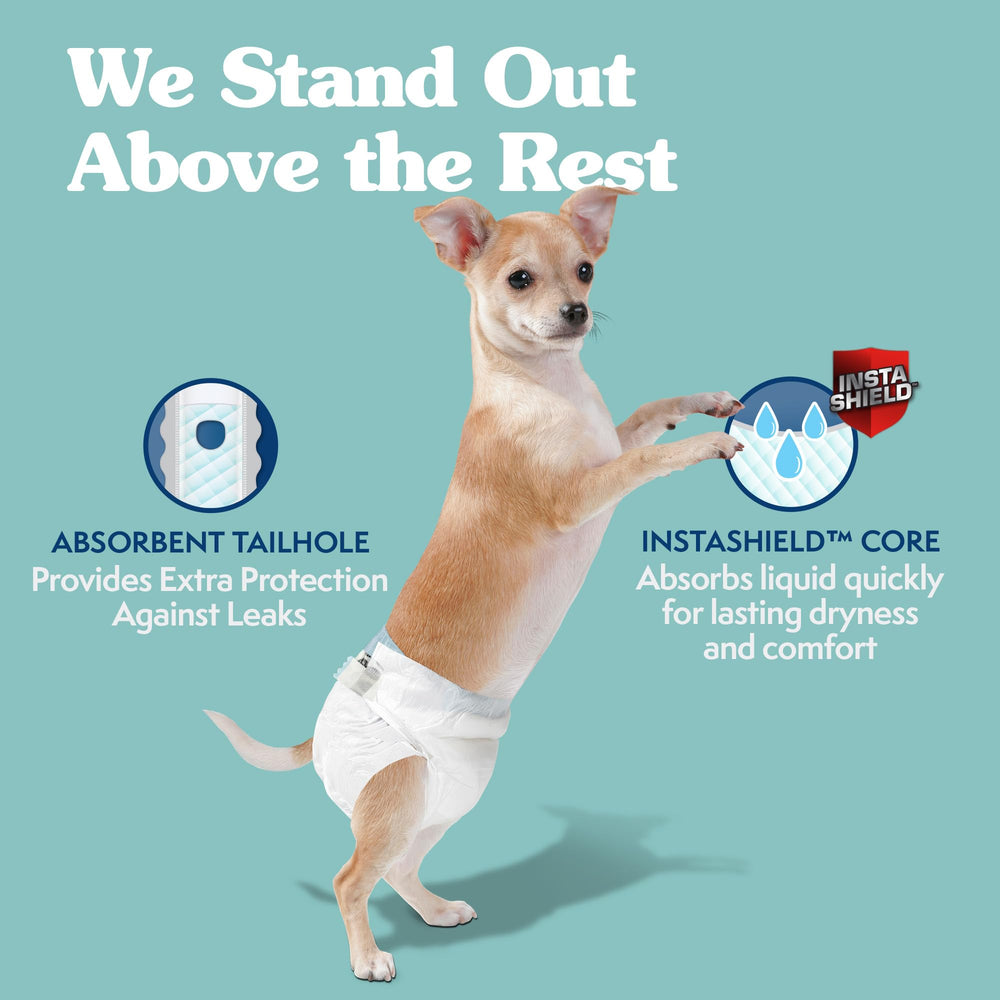 Simple Solution fur-friendly fasteners keep diapers in place without pulling fur.