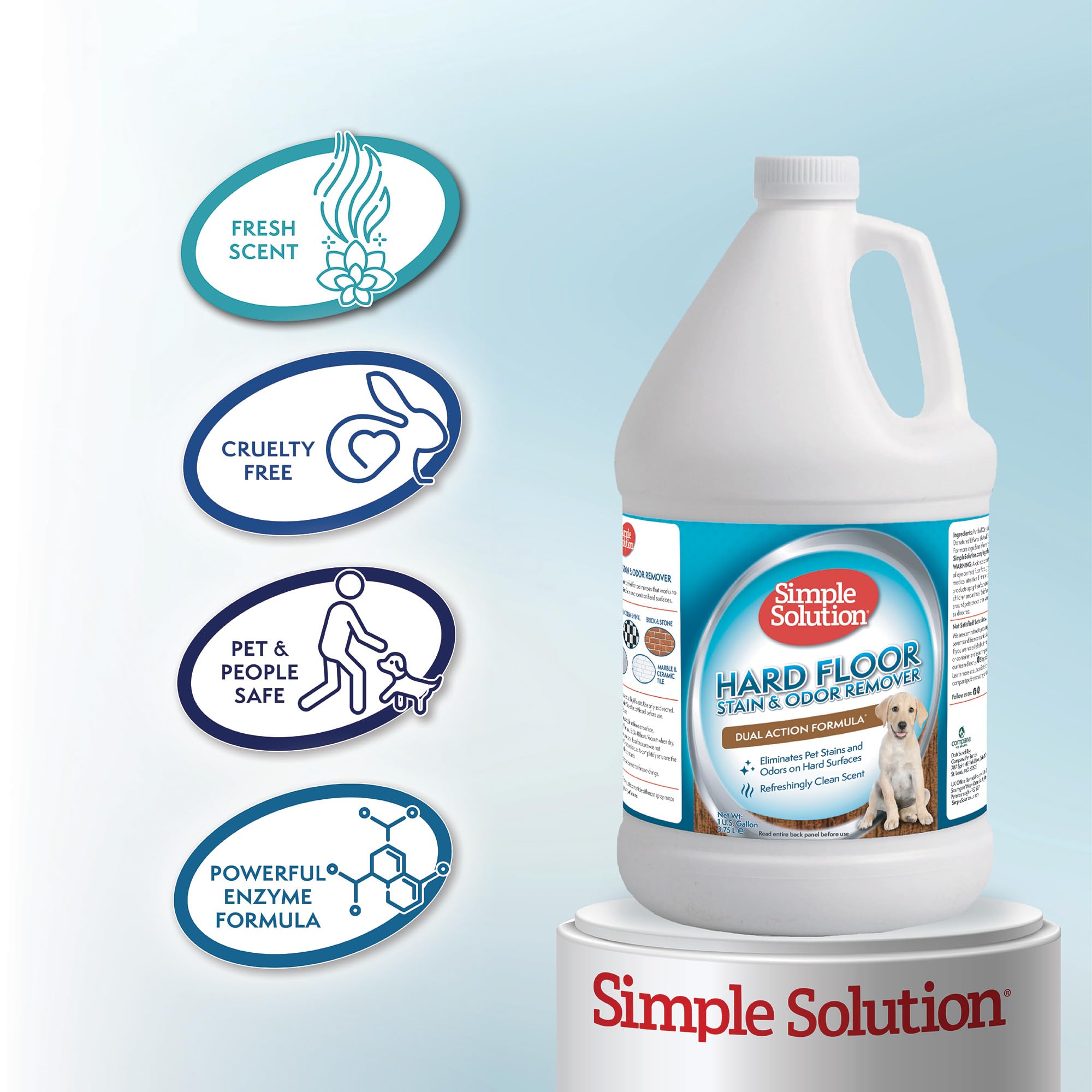 Simple Solution dog and cat mess cleaner demonstrates fast-acting stain and odor cleanup.