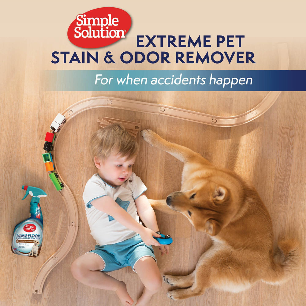Simple Solution enzyme-scented formula neutralizes smells at the source on various hard floors.