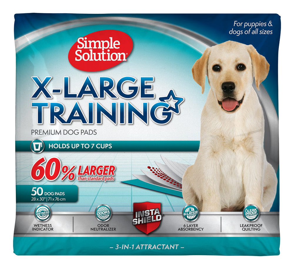 Simple Solution XL dog pee pad with 60% more space for confident potty training.