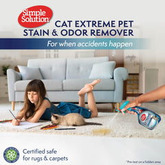 Simple Solution Extreme applied to carpets and upholstery for renewed freshness.