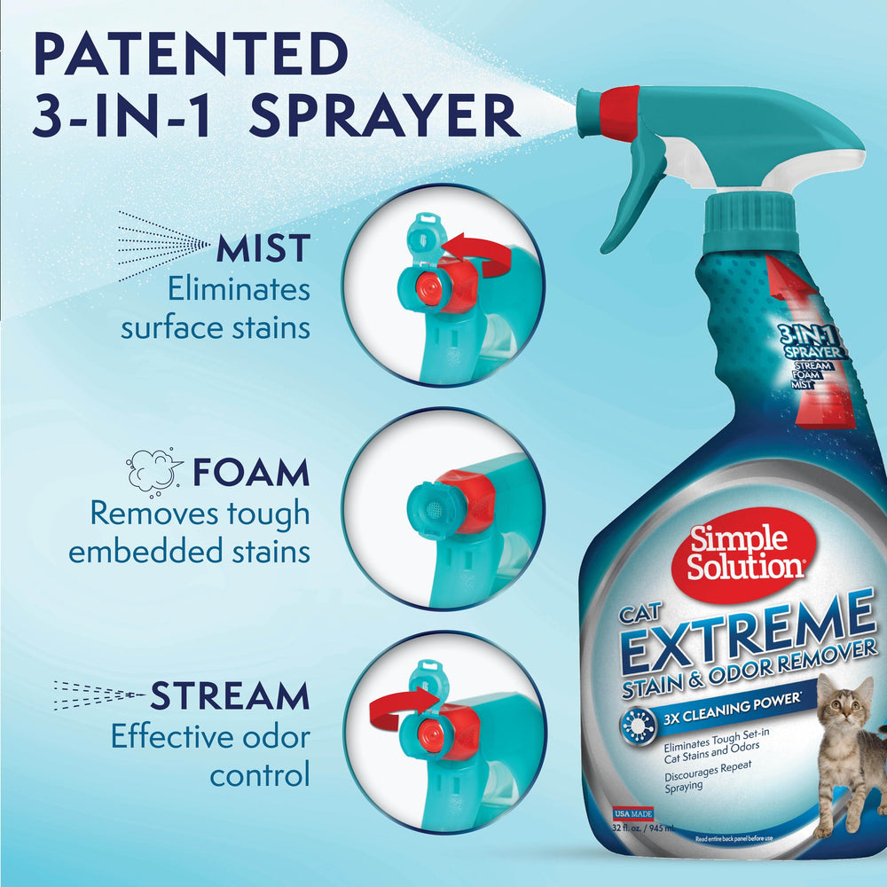 Simple Solution Extreme spray nozzle mist for covering large odor zones.