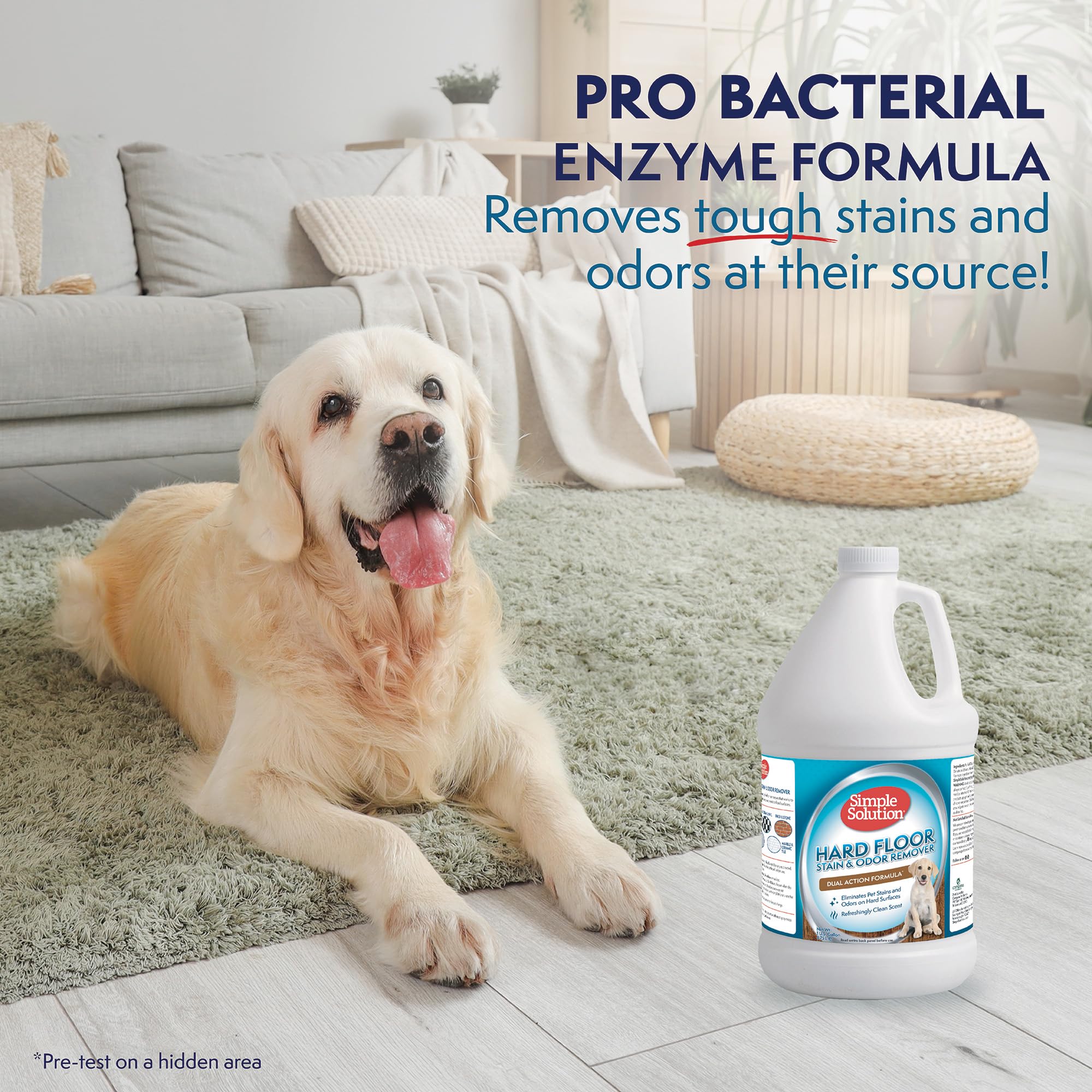 Simple Solution fast-drying floor cleaner leaves surfaces fresh and safe for pets.