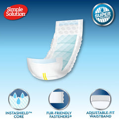 Simple Solution wrap with leak-proof barriers demonstrates secure fit for excitable urination