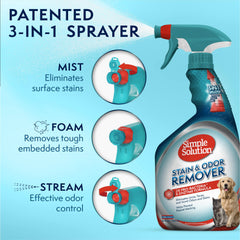 Simple Solution multi-surface cleaner spray with foam option for stubborn stains.