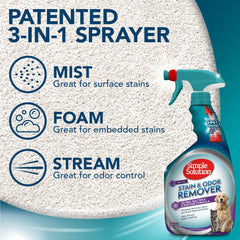 Simple Solution 3-in-1 nozzle provides mist, foam, or stream for targeted cleaning.