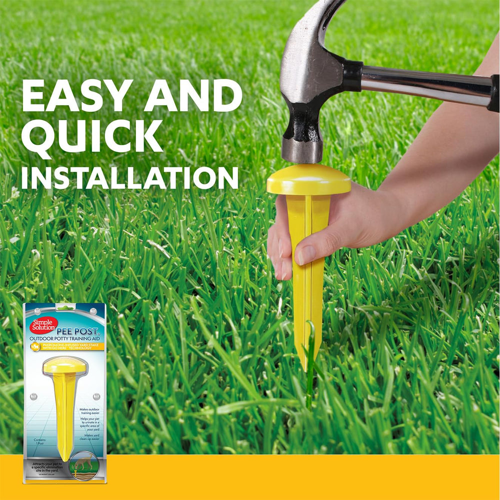 Simple Solution Pee Post pheromone-infused attractant guides dogs to the potty spot.