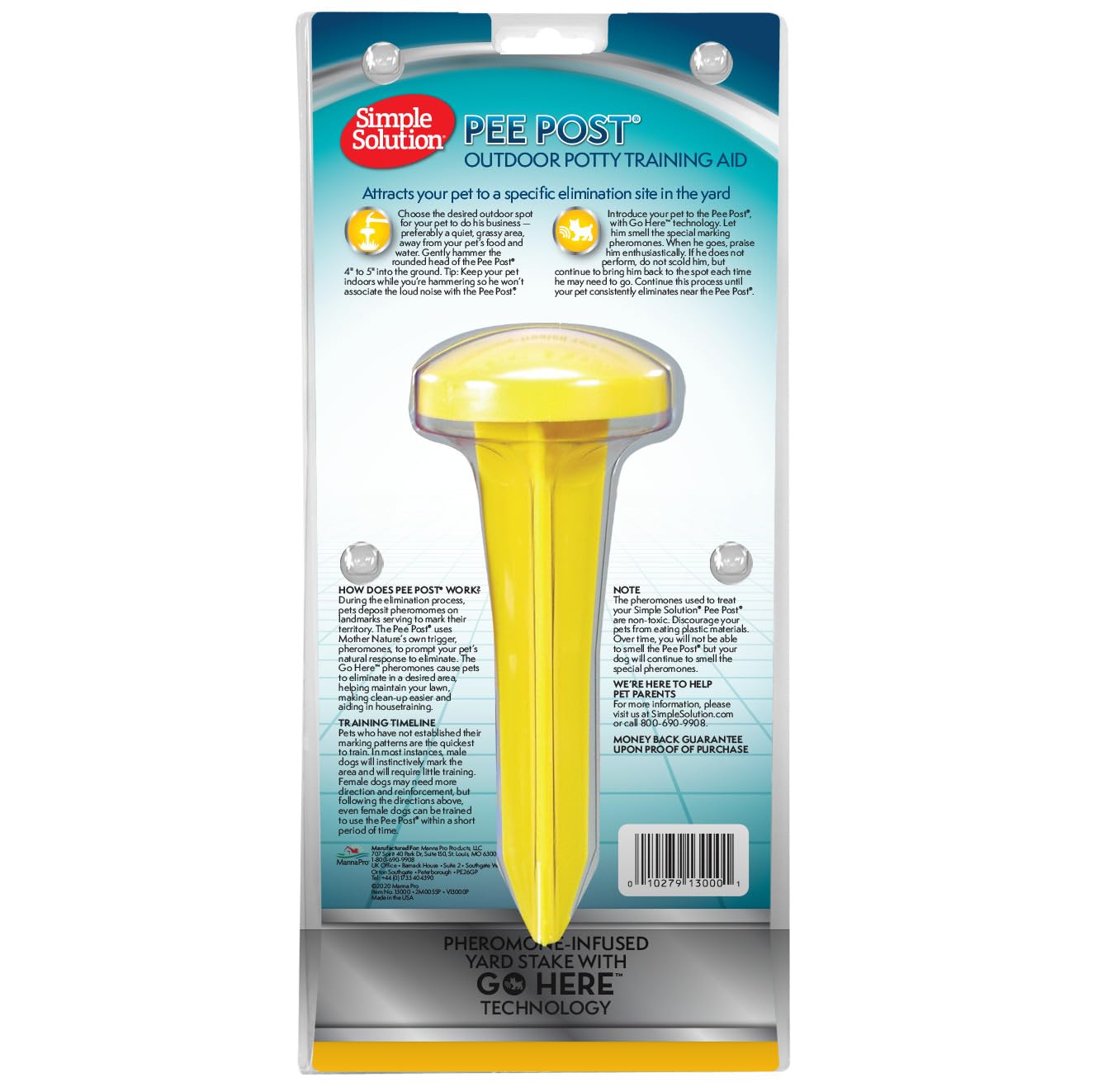 Simple Solution Pee Post is portable for travel, new yards, and puppy setups.