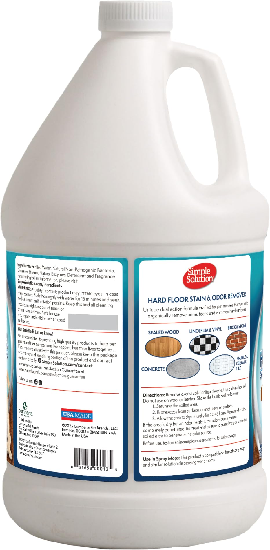 Simple Solution pet-safe cleaner reduces residue and sticks to help keep floors clean.