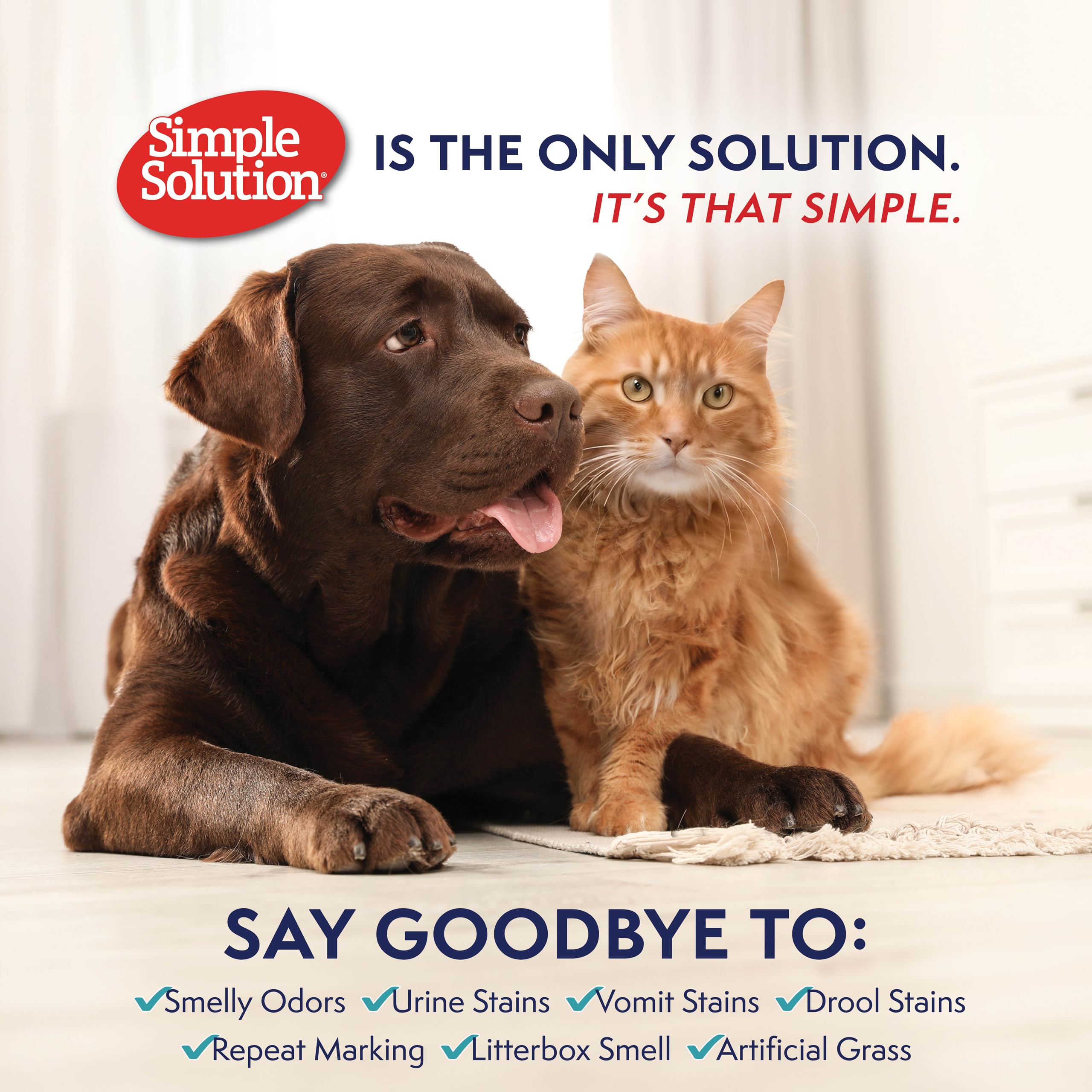 Simple Solution pet urine remover on hard floors helps prevent repeat marking.