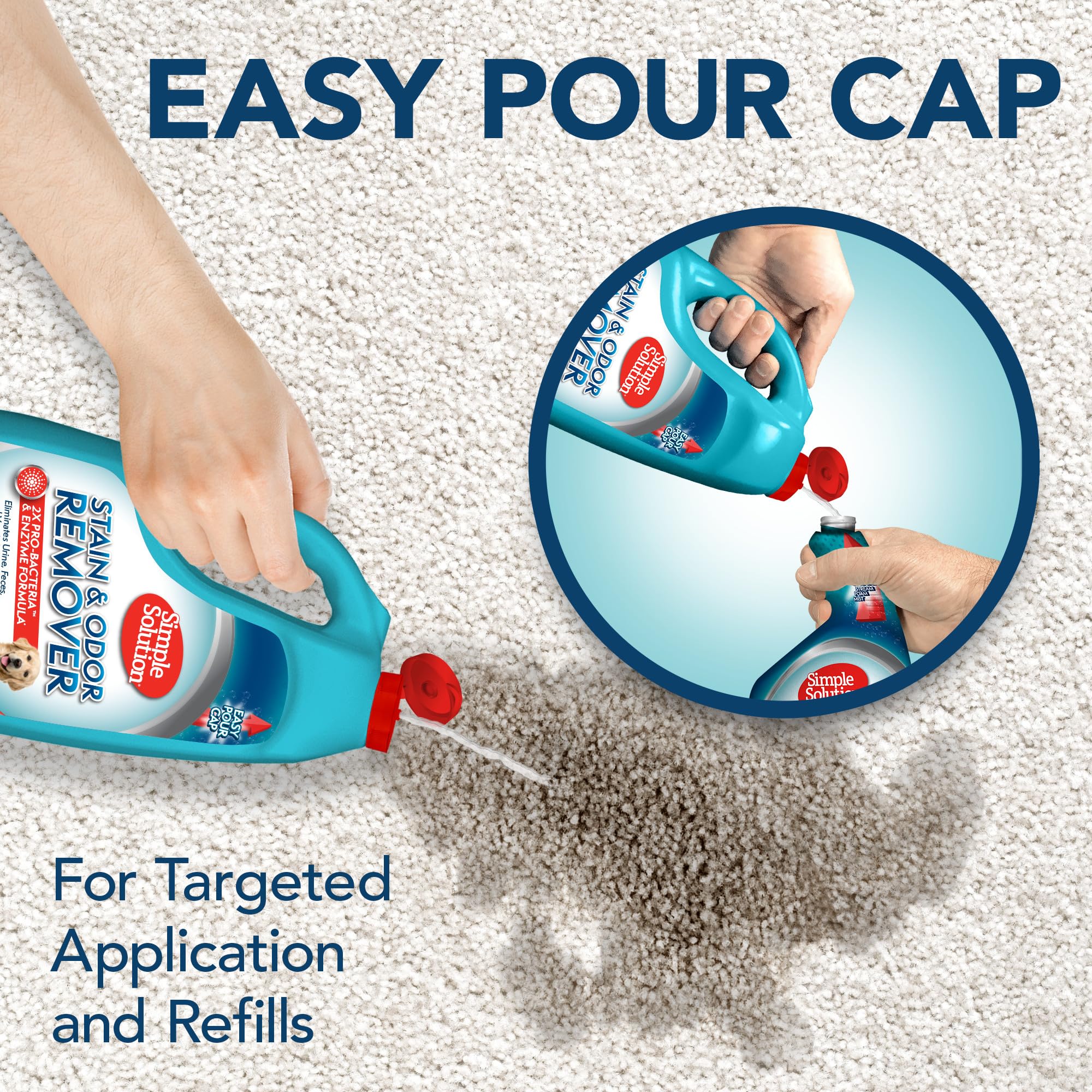 Simple Solution pet odor remover applied to a couch for fresh scent