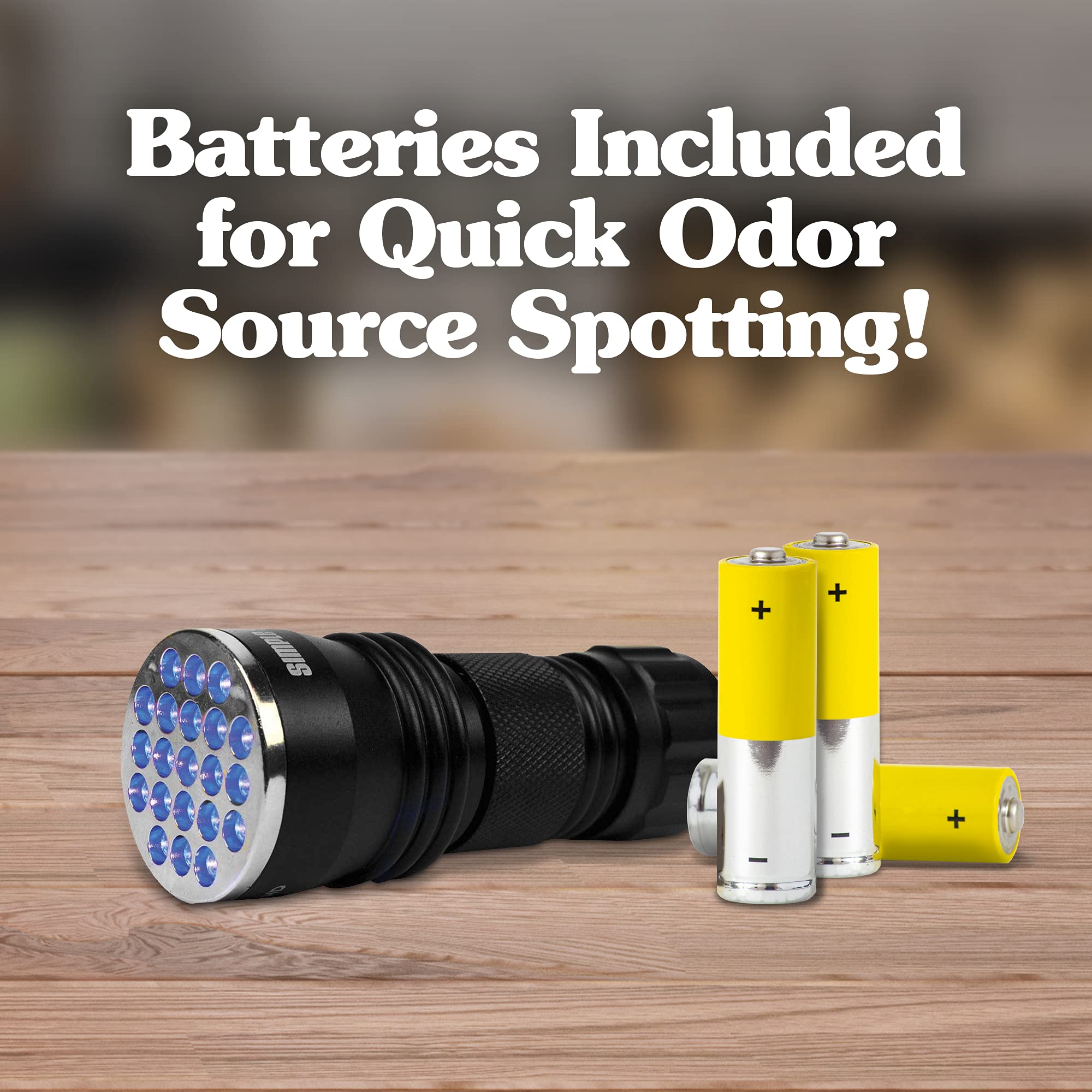 Simple Solution Spot Spotter batteries included for immediate, ready-to-use detection.