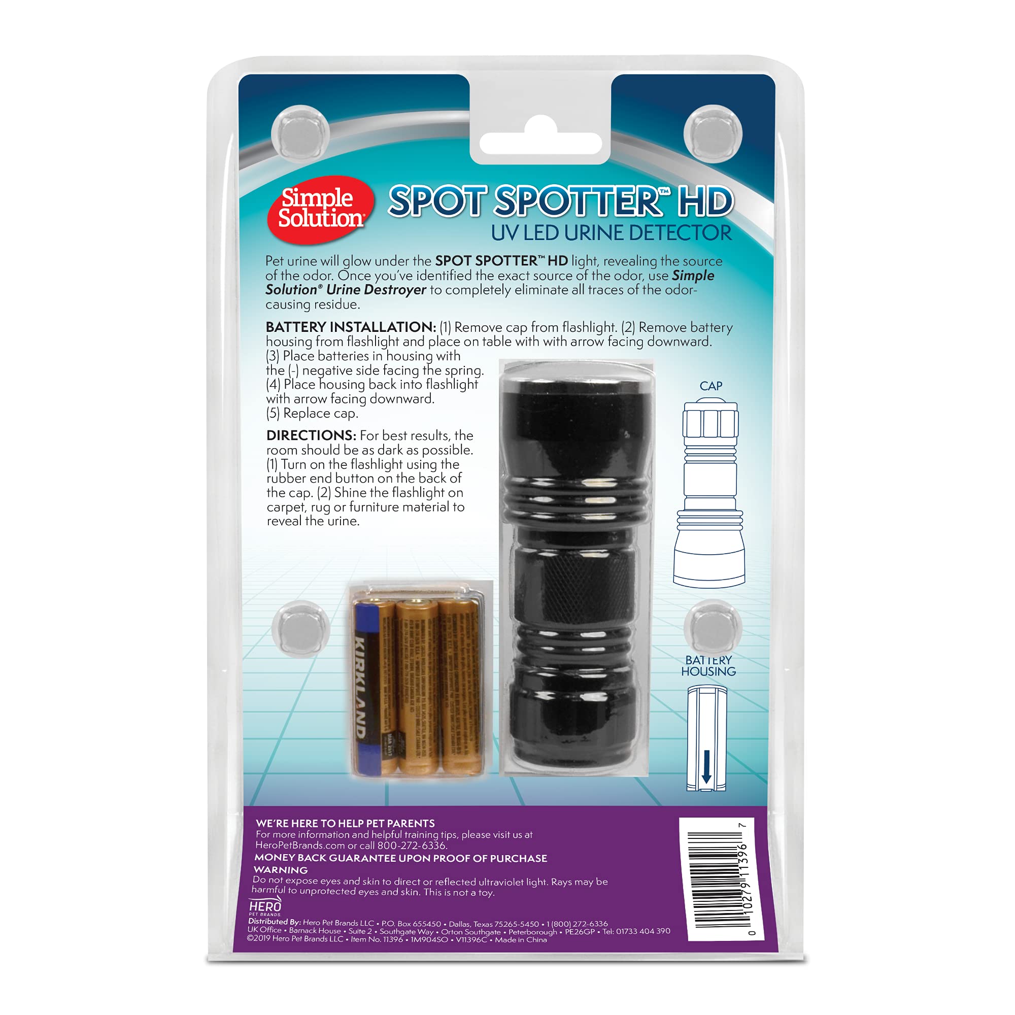 Simple Solution Spot Spotter travel-ready UV flashlight for hotel rooms and kennels.