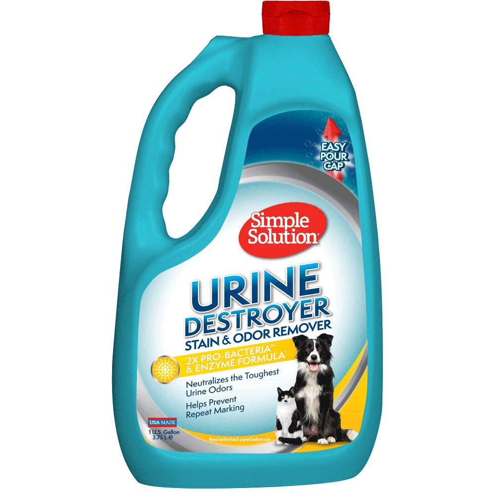 Simple Solution Urine Destroyer bottle with easy-pour cap for quick refills.