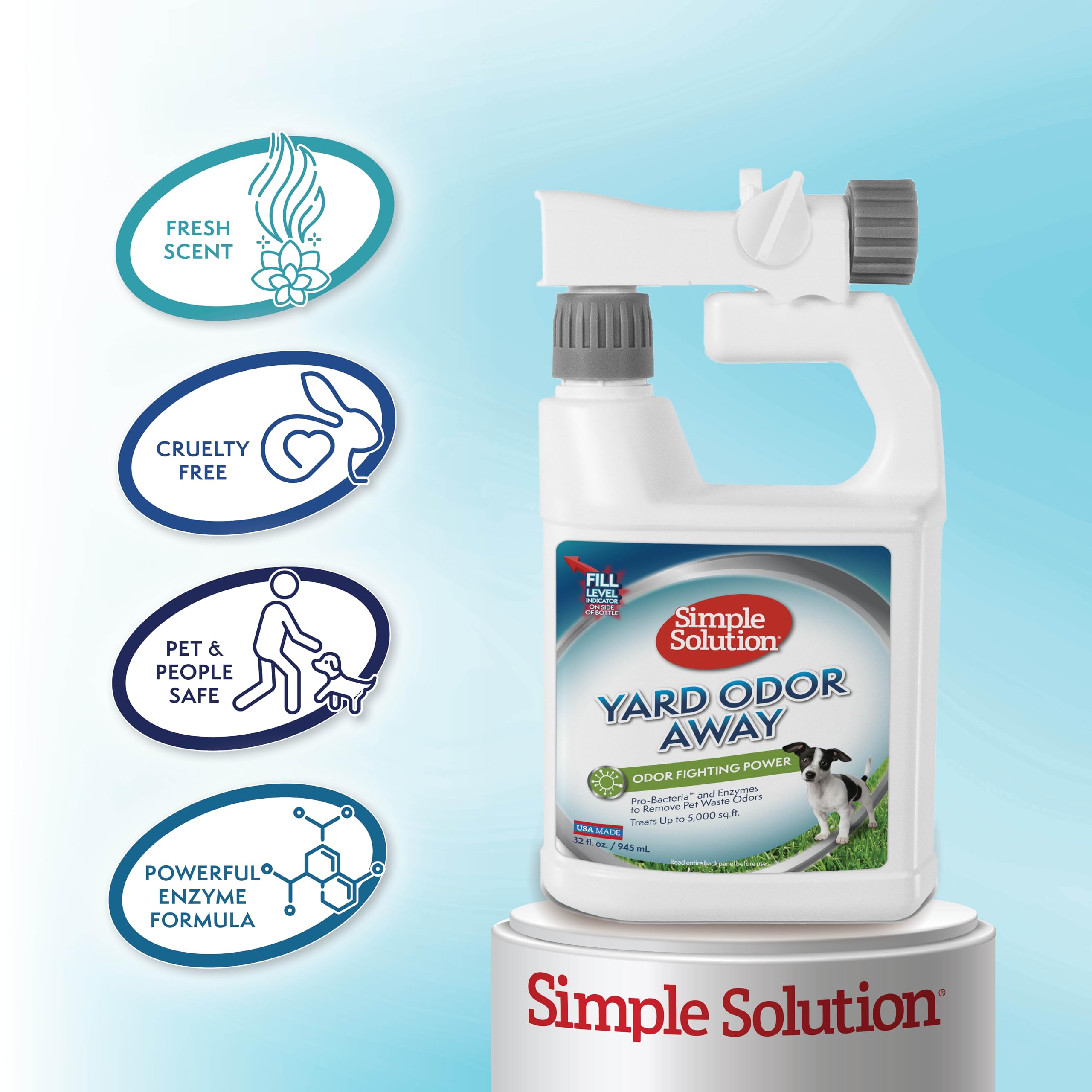Backyard surfaces smell fresher after Yard Odor Away application.