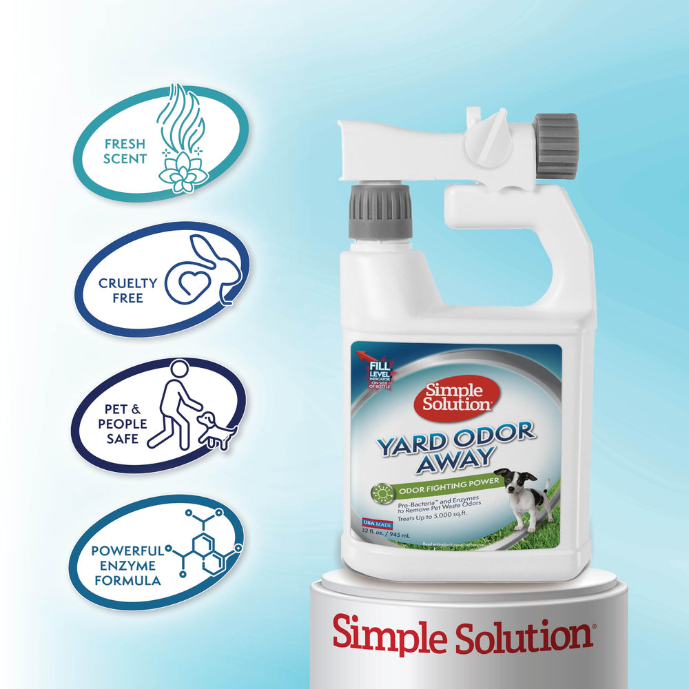 Backyard surfaces smell fresher after Yard Odor Away application.