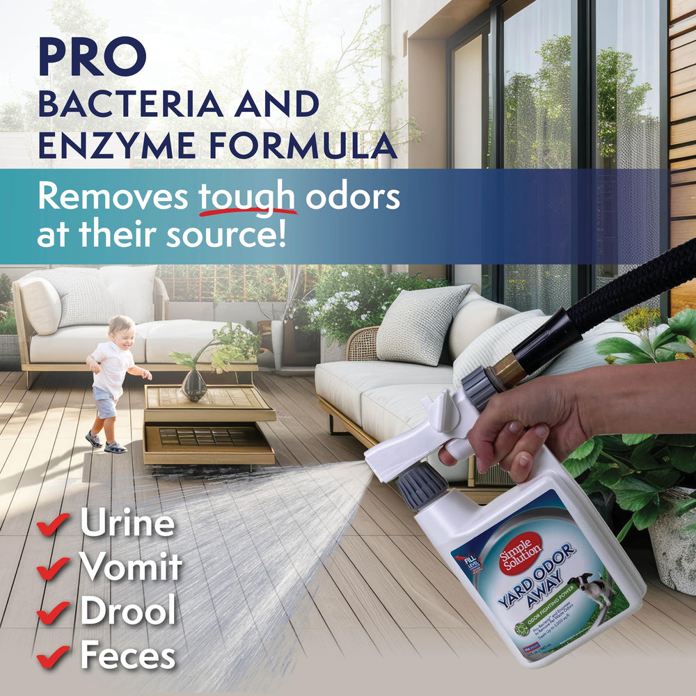 Deck cleaning with Yard Odor Away freshens outdoor spaces.