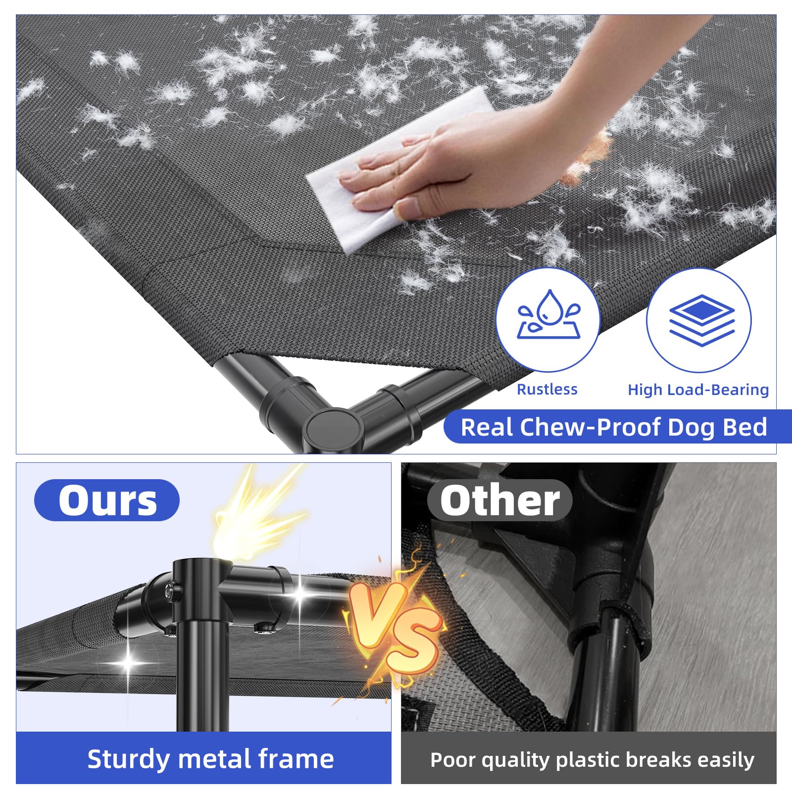 Simple Trending Dog Bed with iron three-way connection for stable support.