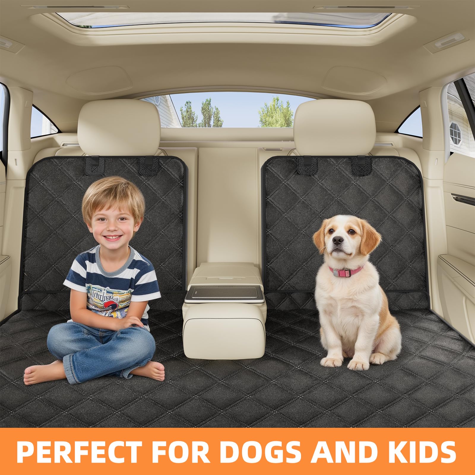 Simple Trending dog car seat cover demonstrates non-slip backing for secure rides.