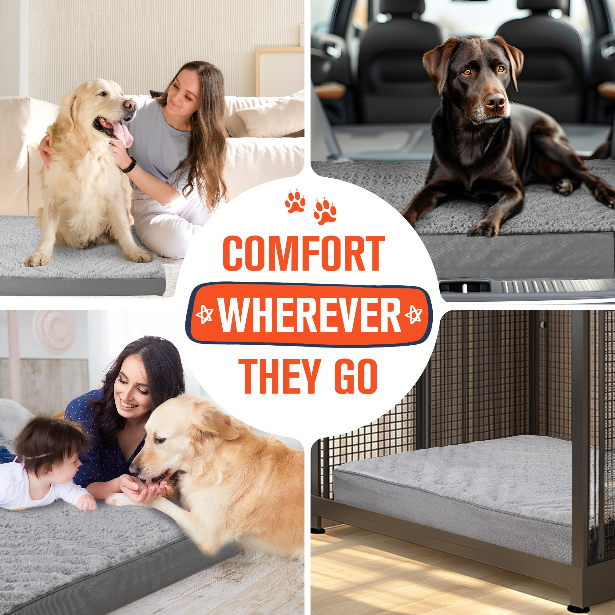 Simple Trending gray 36x27 bed offers ample space for large dogs.