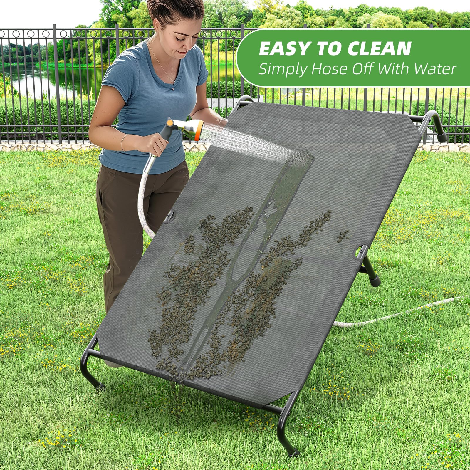 Simple Trending raised dog bed XL cleaning-friendly mesh enables quick wipe-downs