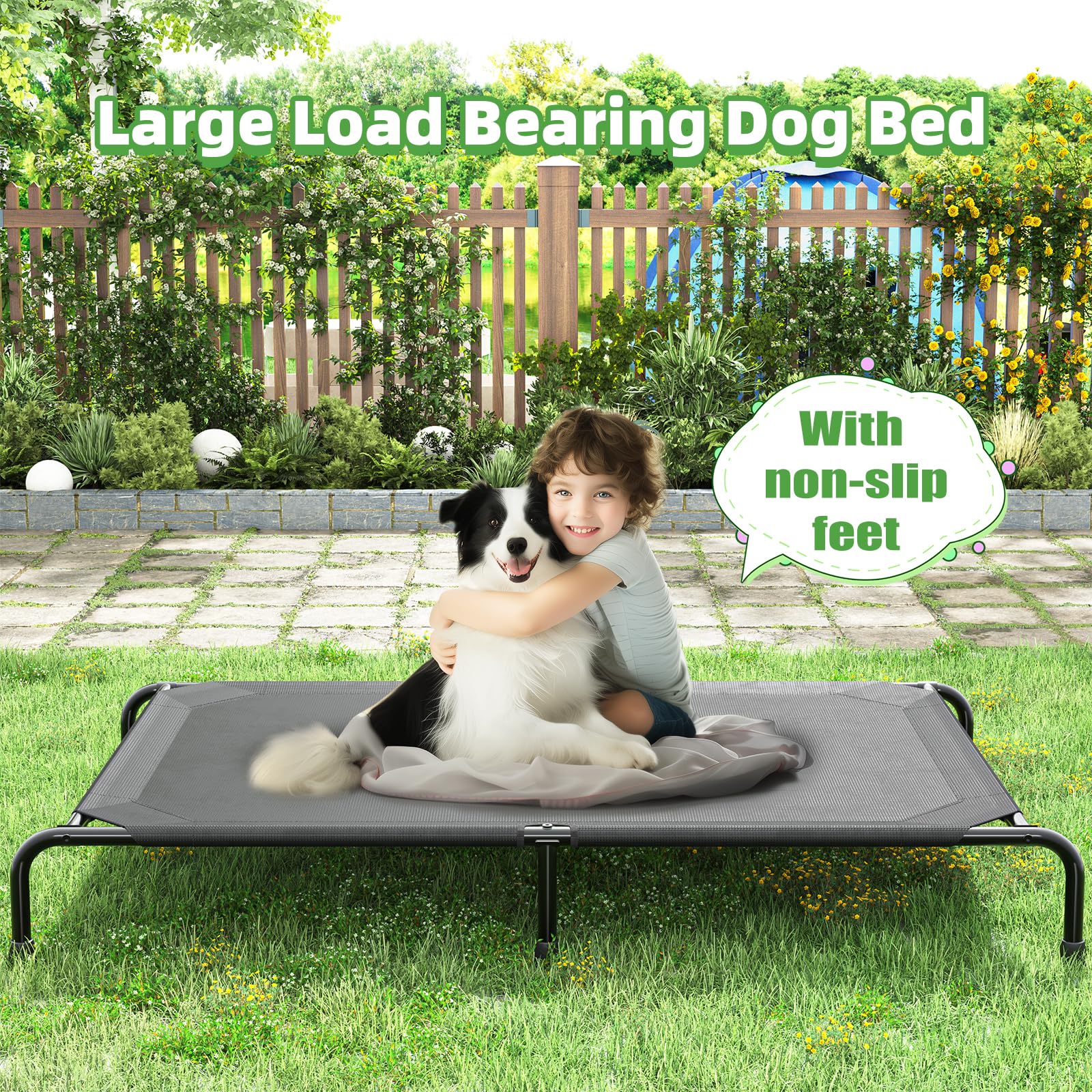 Simple Trending raised dog bed XL dog-on-bed setup demonstrates easy access for large breeds